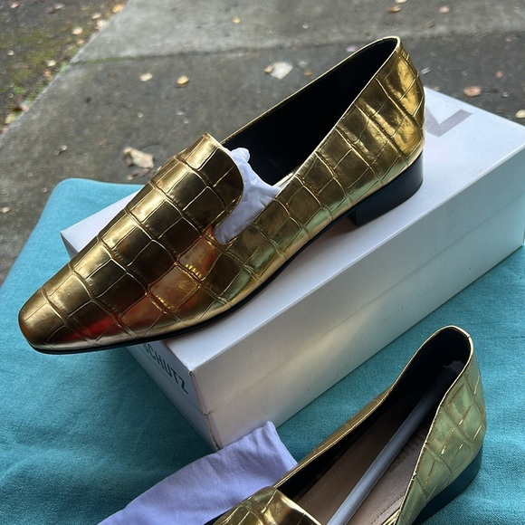 Schutz Gold Loafers for Women - Picture 5 of 5